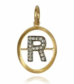 Annoushka 18CT GOLD & Dia INITIAL R PENDANT YELLOW GOLD Pendants