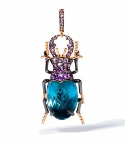 Annoushka 18KT RG BLUE TOPAZ BEETLE CHARM ROSE GOLD Earrings