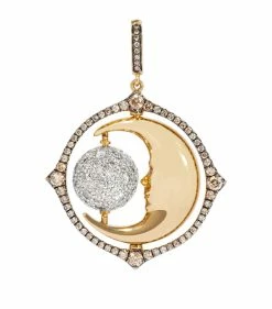 Annoushka Mixed Gold and Diamond Mythology Spinning Moon Charm YELLOW GOLD Charms