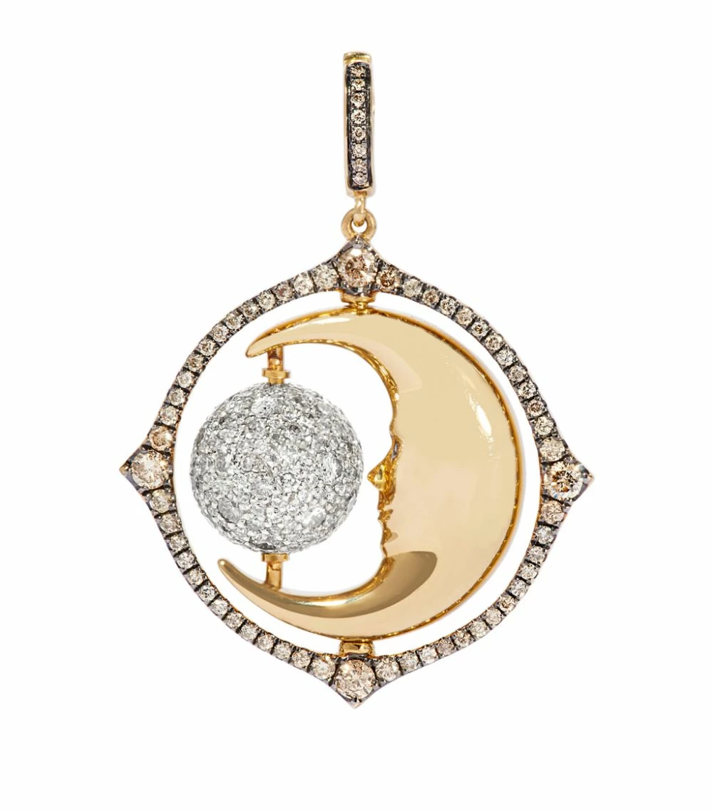 Annoushka Mixed Gold and Diamond Mythology Spinning Moon Charm YELLOW GOLD Charms 3 Annoushka Mixed Gold and Diamond Mythology Spinning Moon Charm YELLOW GOLD Charms