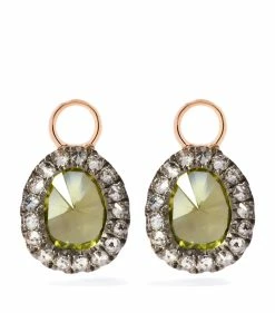 Annoushka Rose Gold Dusty Diamonds Peridot Mini Earring Drops Earrings
