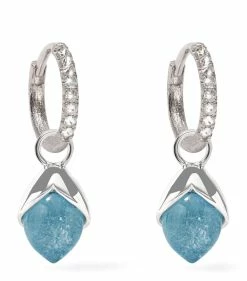 Annoushka White Gold, Diamond and Aquamarine Hoop Drop Earrings WHITE GILD