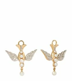 Annoushka x Temperley London Yellow Gold, Pearl and Diamond Lovebirds Earrings
