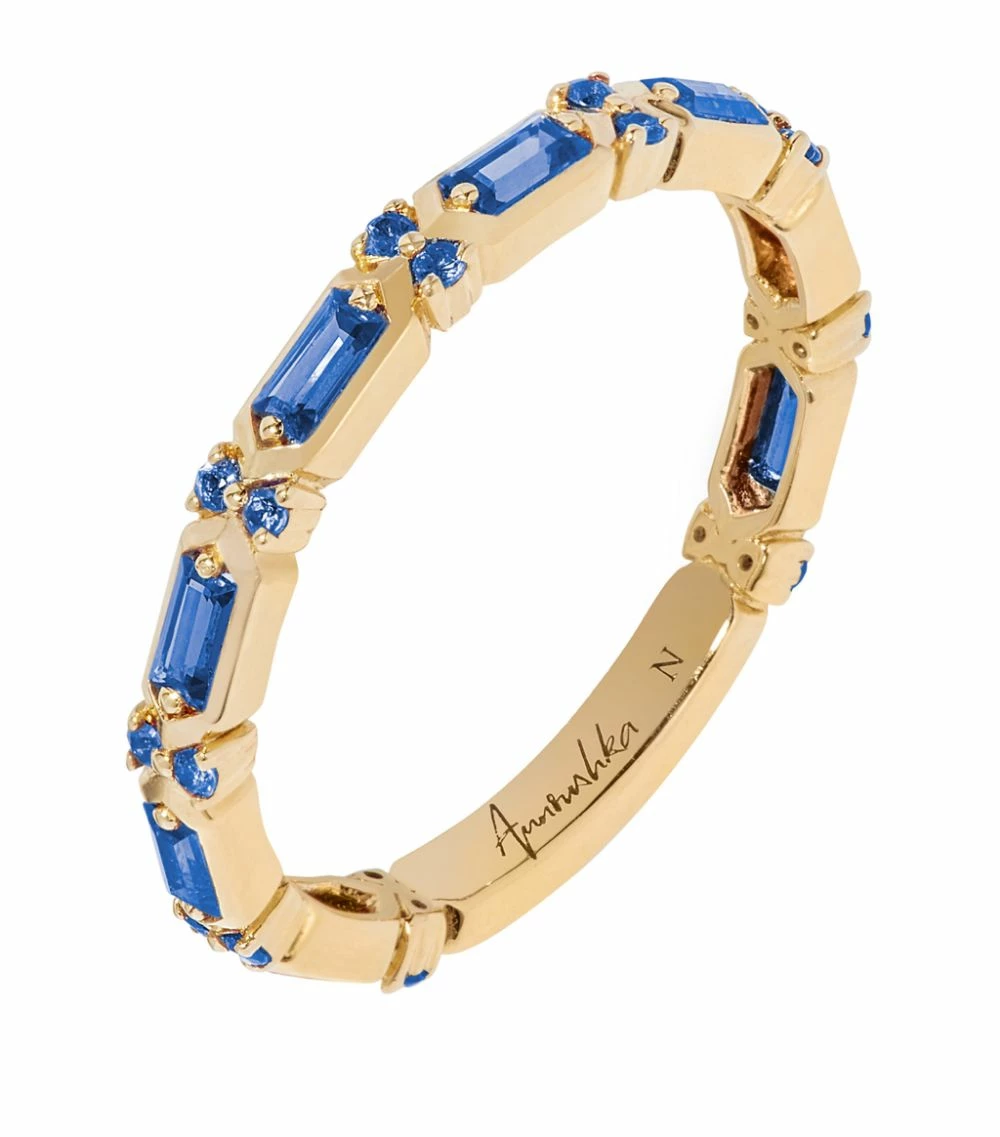 Annoushka Yellow Gold and Blue Sapphire Baguette Ring Rings 3 Annoushka Yellow Gold and Blue Sapphire Baguette Ring Rings