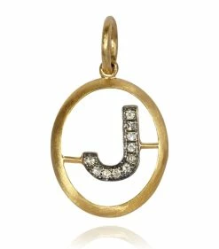 Annoushka Yellow Gold and Diamond Initial J Pendant Pendants
