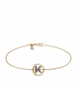 Annoushka Yellow Gold and Diamond Initial K Bracelet Bracelets