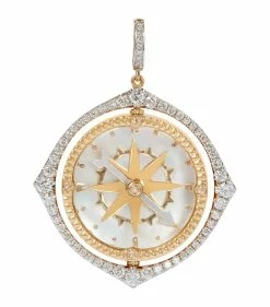 Annoushka Yellow Gold and Diamond Mythology Spinning Compass Pendant Pendants