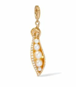 Annoushka Yellow Gold and Pearl Pea Pod Charm Pendants