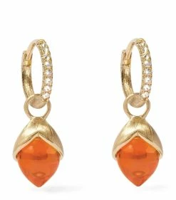 Annoushka Yellow Gold, Diamond and Citrine Hoop Drop Earrings