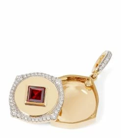 Annoushka Yellow Gold, Diamond and Garnet Lovelocket Birthstone Charm Charms -Annoushka Online Shop annoushka yellow gold diamond and garnet lovelocket birthstone charm 17736699 37162627 1000