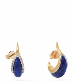 Annoushka Yellow Gold, Diamond and Lapis Hoop Earrings