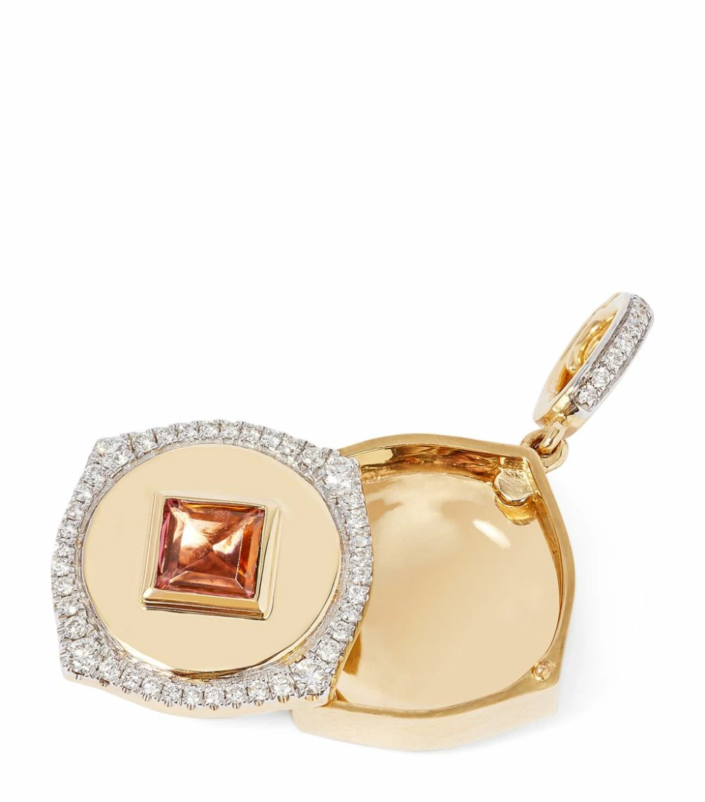 Annoushka Yellow Gold, Diamond and Pink Tourmaline Lovelocket Birthstone Charm Charms 4 Annoushka Yellow Gold, Diamond and Pink Tourmaline Lovelocket Birthstone Charm Charms - Image 2