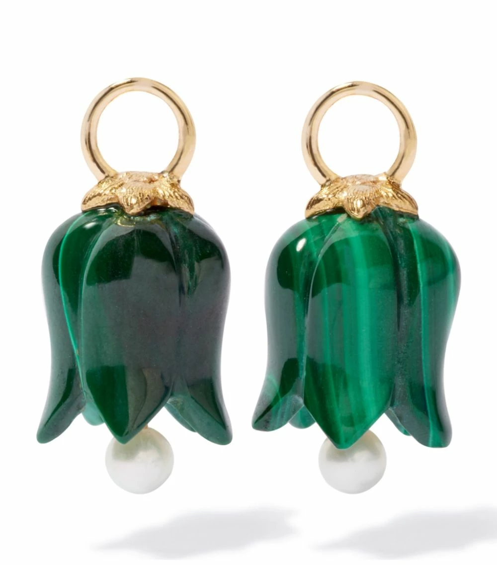 Annoushka Yellow Gold, Malachite and Pearl Tulip Earrings 3 Annoushka Yellow Gold, Malachite and Pearl Tulip Earrings