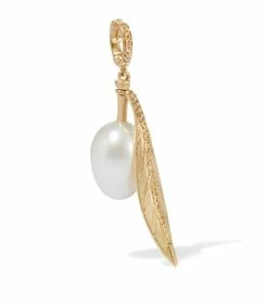 Annoushka Yellow Gold, Pearl and Diamond Olive Charm Pendants