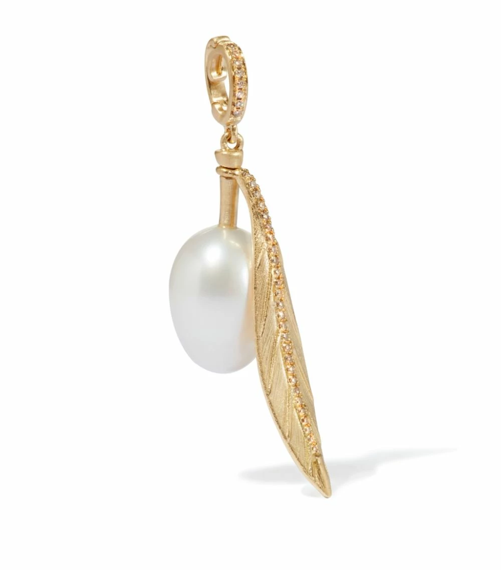 Annoushka Yellow Gold, Pearl and Diamond Olive Charm Pendants 3 Annoushka Yellow Gold, Pearl and Diamond Olive Charm Pendants