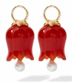 Annoushka Yellow Gold, Red Agate and Pearl Tulip Earrings