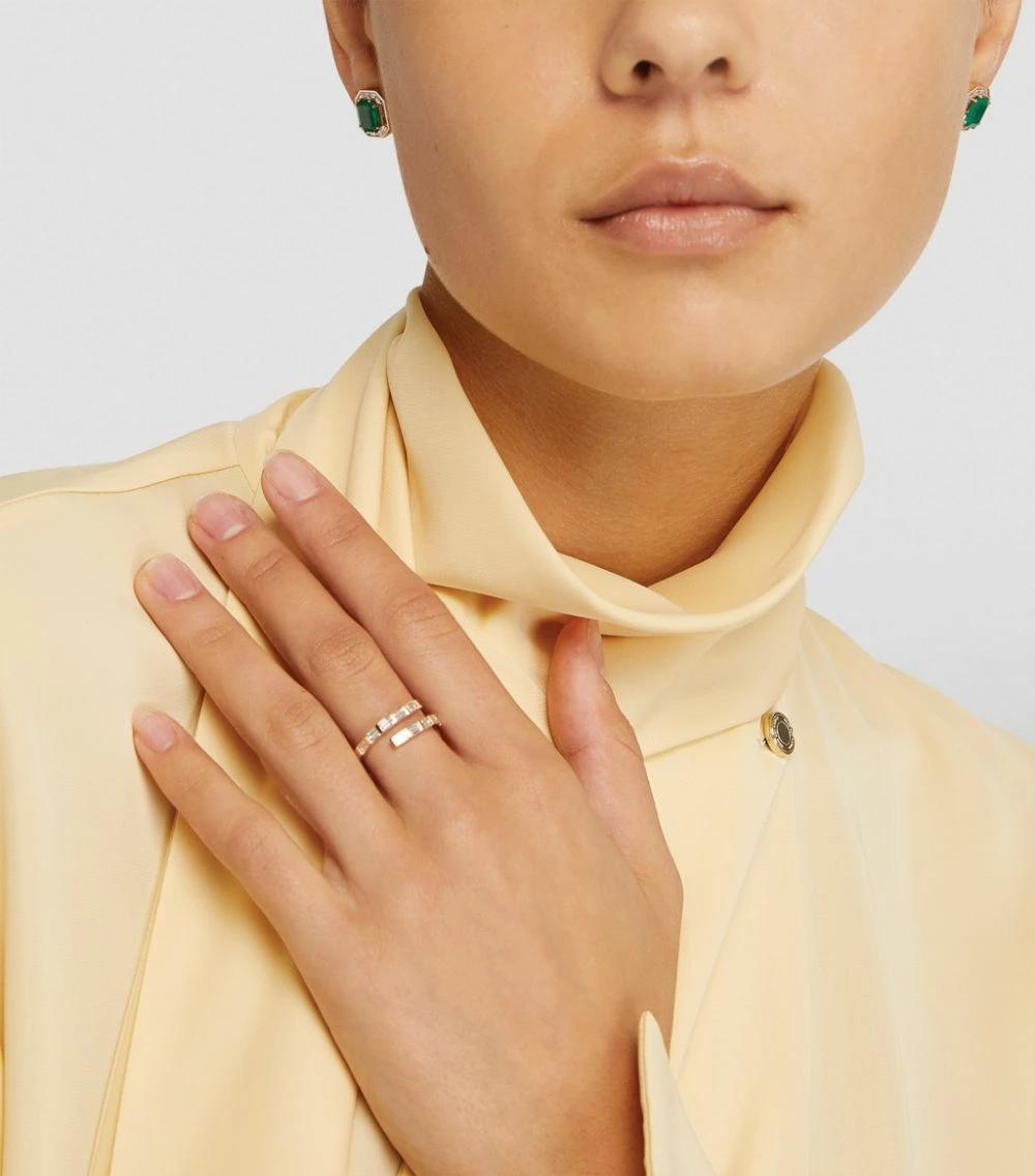 SHAY Rose Gold, Diamond and Emerald Halo Earrings RG/GREEN 6 SHAY Rose Gold, Diamond and Emerald Halo Earrings RG/GREEN - Image 4