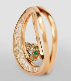 SHAY Rose Gold, Diamond and Emerald Halo Open Ring RG/GREEN Rings -Annoushka Online Shop shay rose gold diamond and emerald halo open ring 17432259 36578025 1000