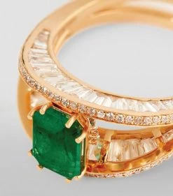 SHAY Rose Gold, Diamond and Emerald Halo Open Ring RG/GREEN Rings -Annoushka Online Shop shay rose gold diamond and emerald halo open ring 17432259 36578028 1000