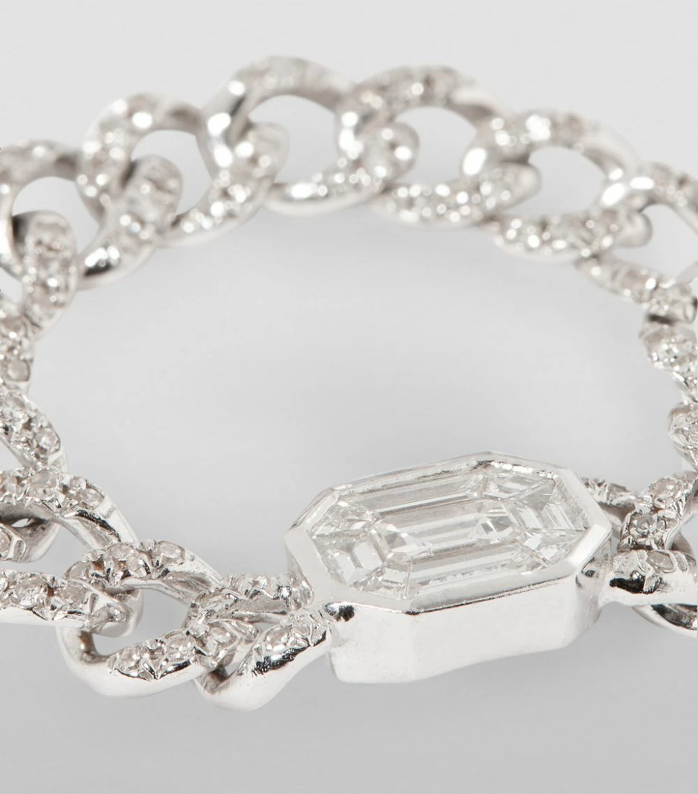 SHAY White Gold and Diamond Illusion Links Ring (Size 7.5) WD Rings 6 SHAY White Gold and Diamond Illusion Links Ring (Size 7.5) WD Rings - Image 4