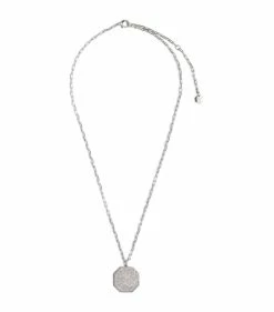 SHAY White Gold and Pavé Diamond Octagon Disc Necklace Necklaces