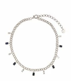 SHAY White Gold, Diamond and Sapphire Links Choker WG/BLUE Necklaces