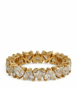 SHAY Yellow Gold and Diamond Basics Heart Eternity Band (Size 7) WHITE Rings