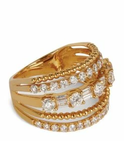 SHAY Yellow Gold and Diamond Deco Ring Rings